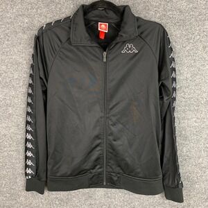 Kappa Track Jacket Full Zip Mens‎ Size Small Black Logo Tape Sportswear Athletic